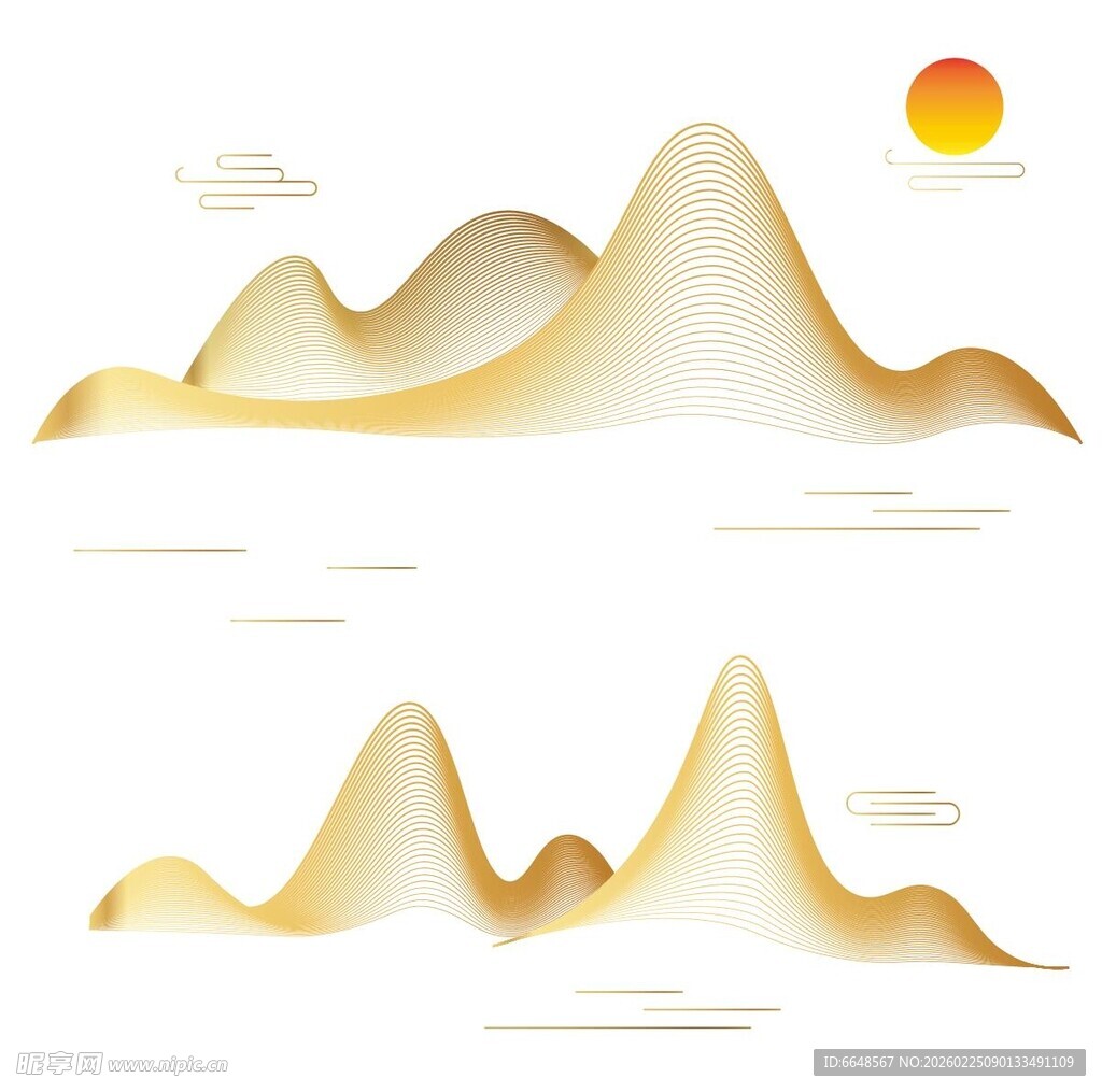 中式山水祥云花纹