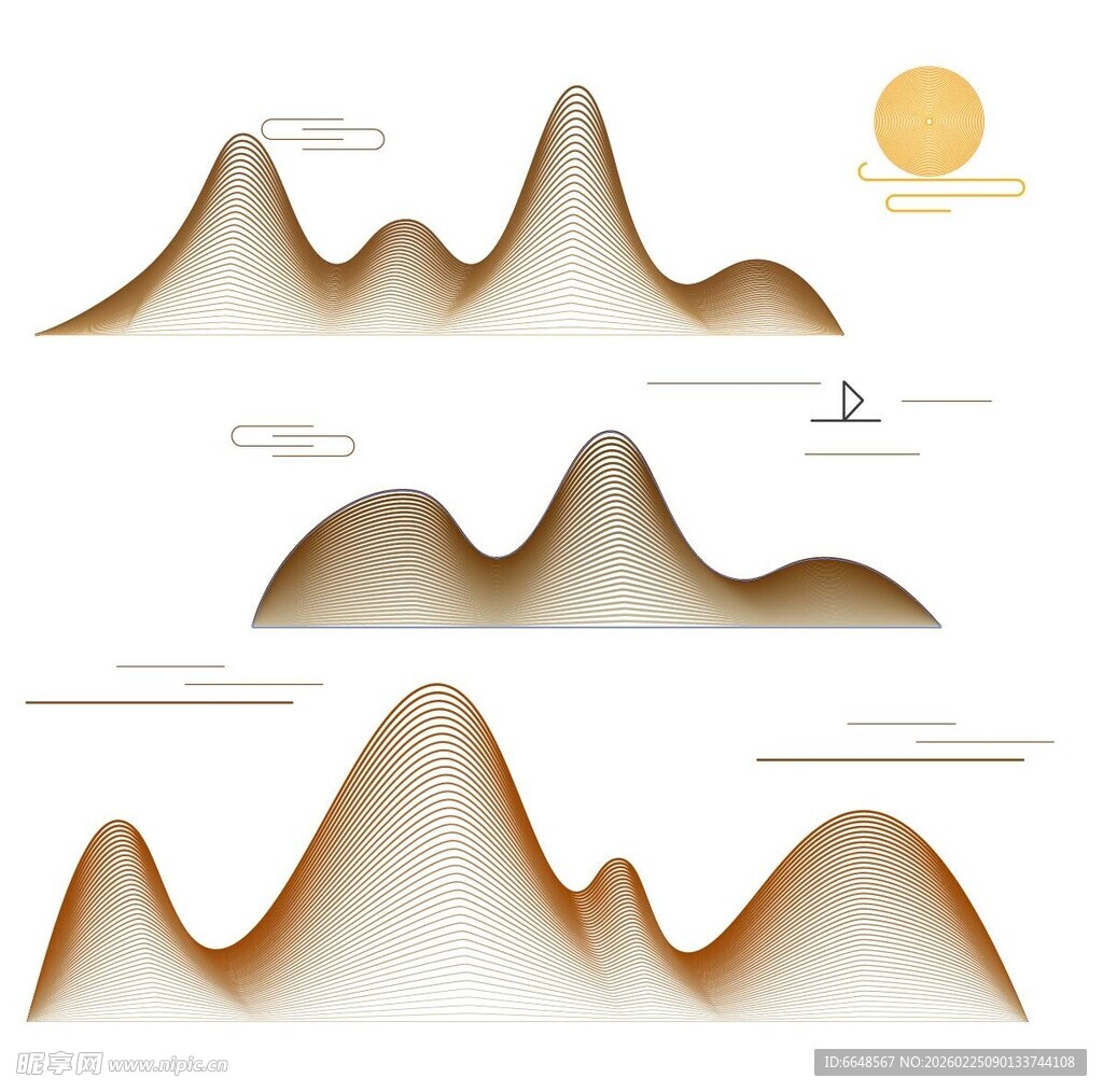 中式山水祥云花纹