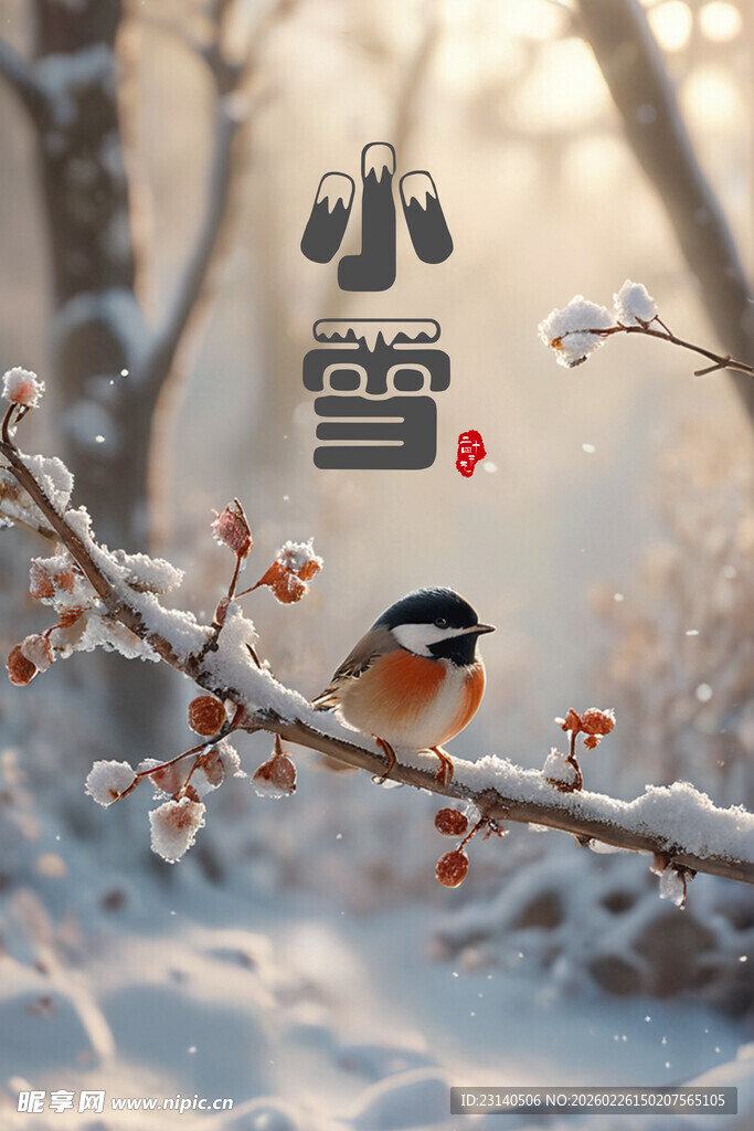 雪后枝头的小鸟