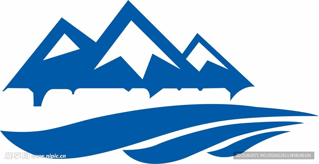 山与水的简约标志设计