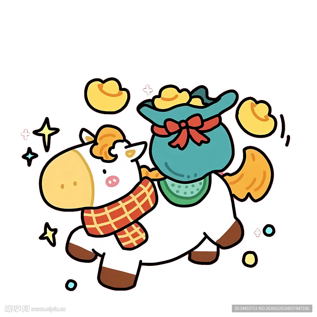 可爱小马驮着礼物袋