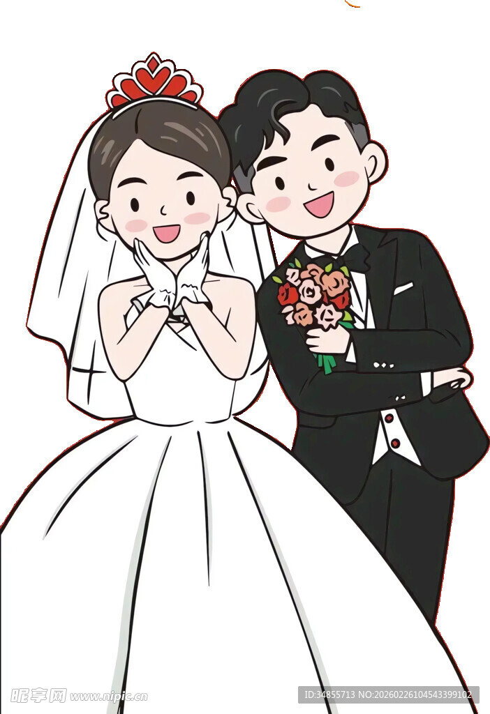 甜蜜新婚夫妻幸福模样