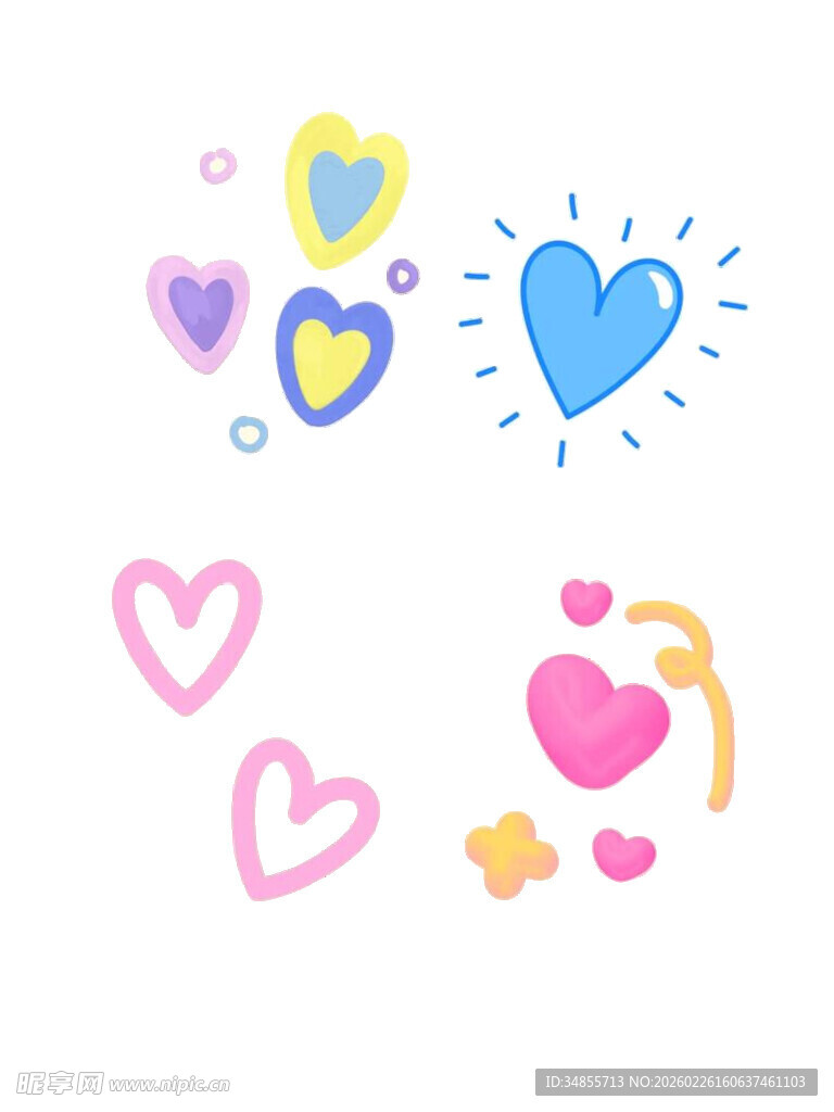 可爱多彩爱心装饰图案