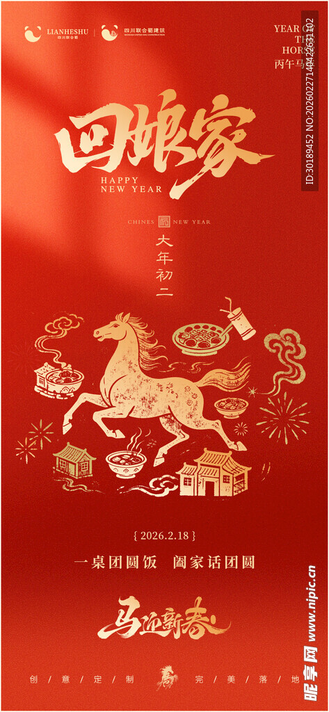 回娘家主题红色喜庆海报