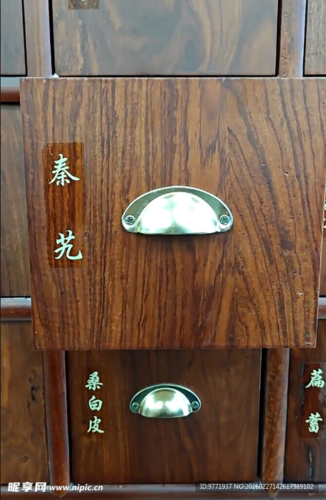 中医实木抽屉药柜 