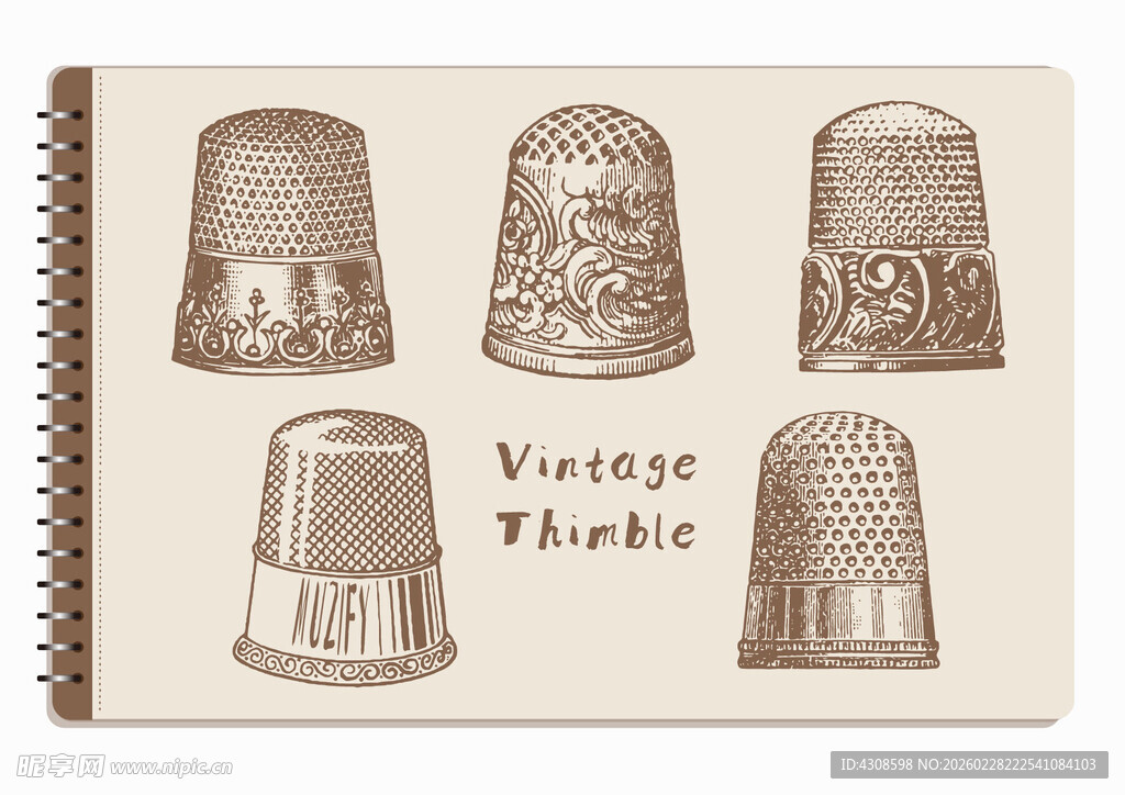 线圈本 5款入复古顶针素描画