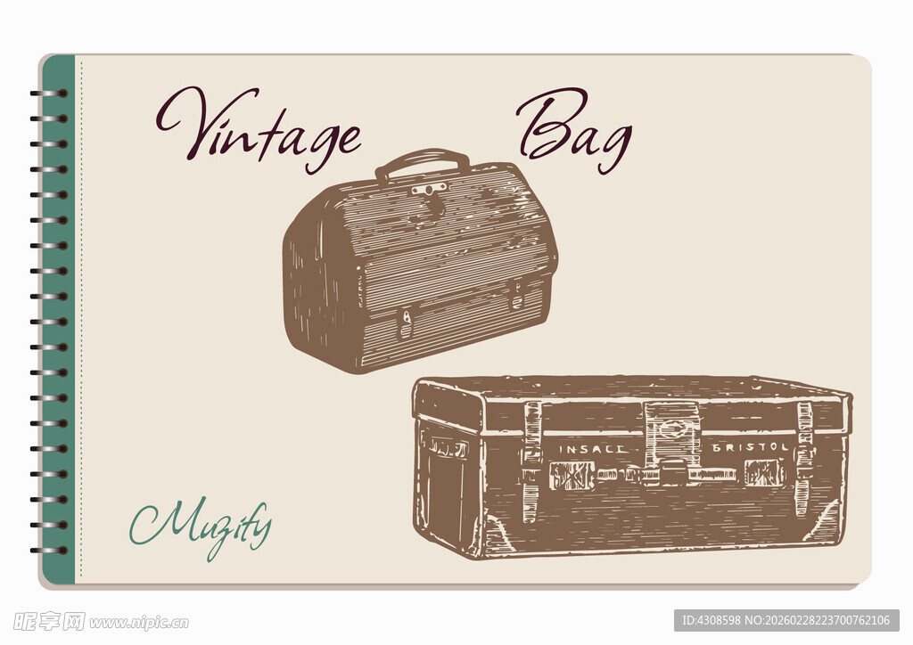 线圈本 2款入复古包手绘稿