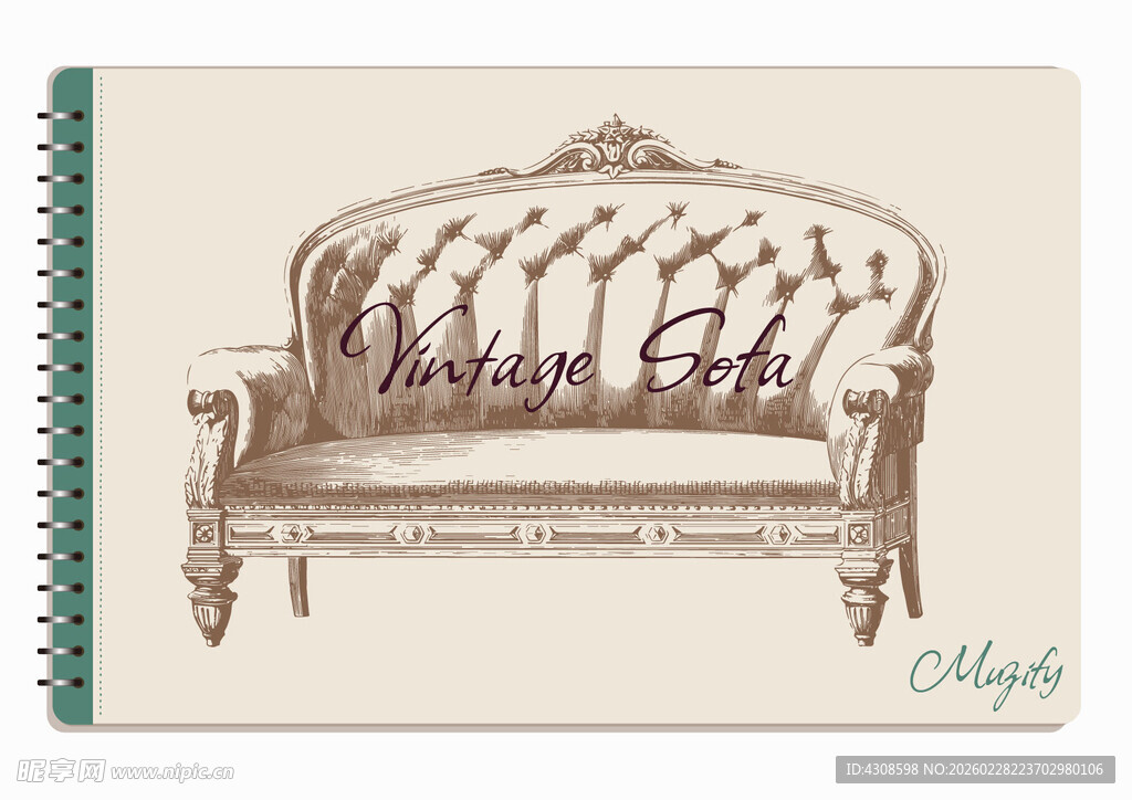 线圈本 复古沙发手绘稿