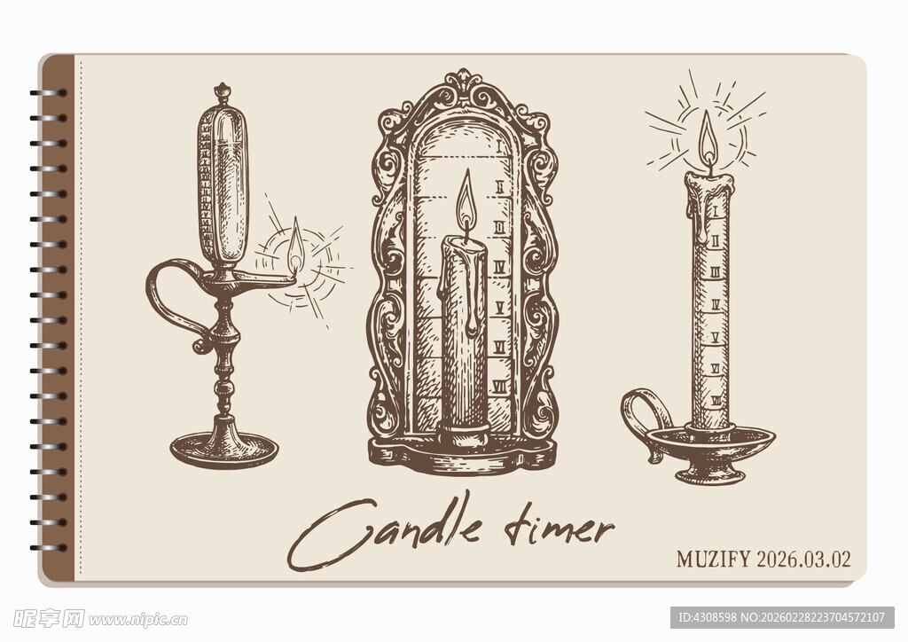 线圈本 3款入复古蜡烛计时器