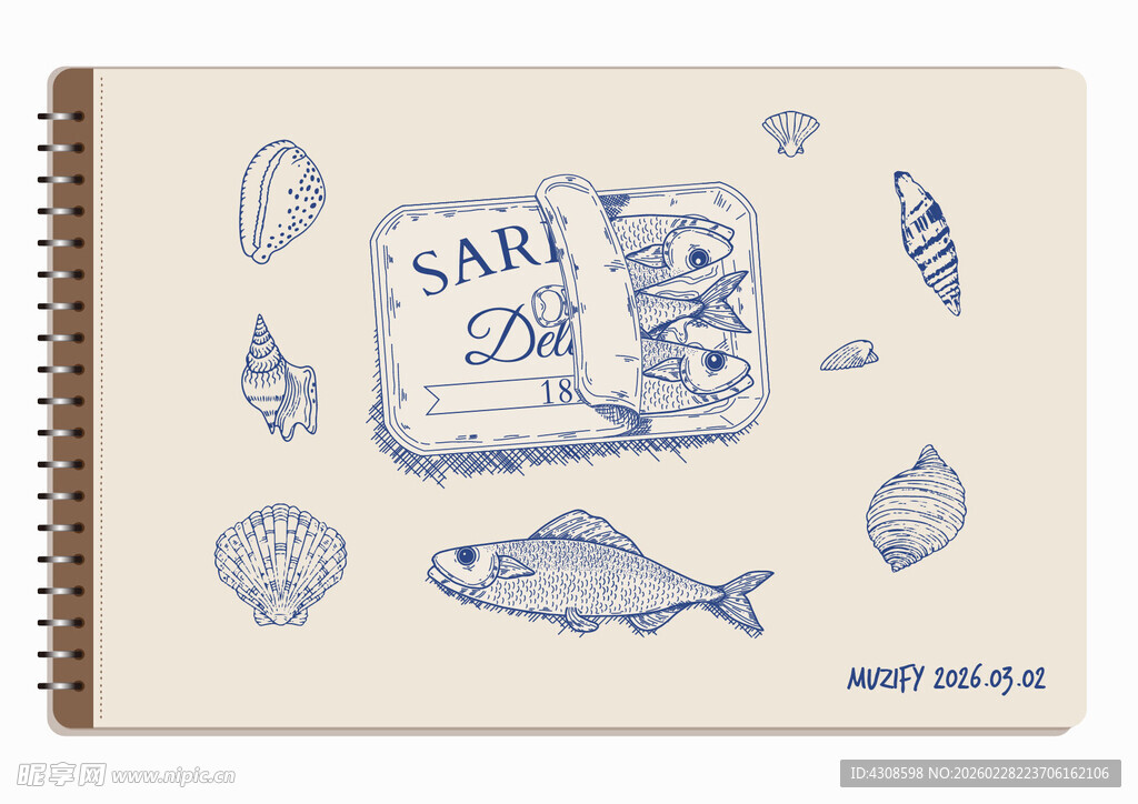 线圈本 9款入海鲜手绘稿