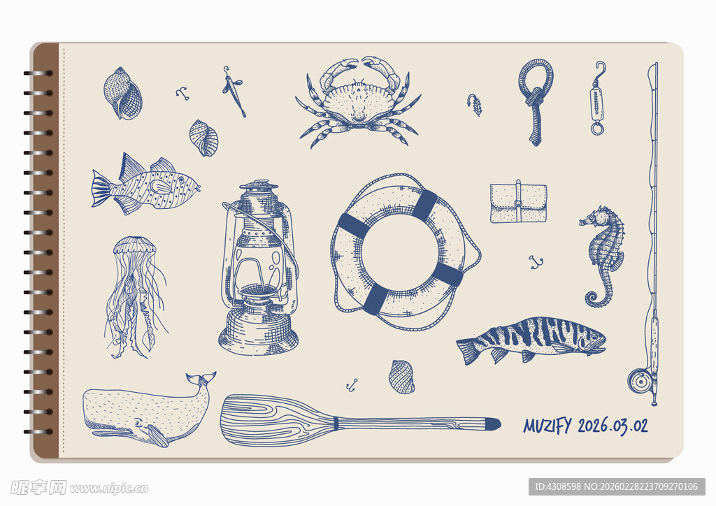 线圈本 20款入海洋元素手绘稿