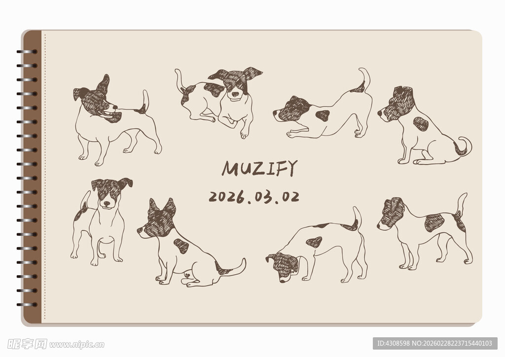 线圈本 小狗素描画