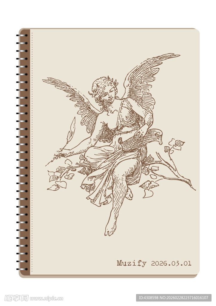 线圈本 复古小天使手绘稿