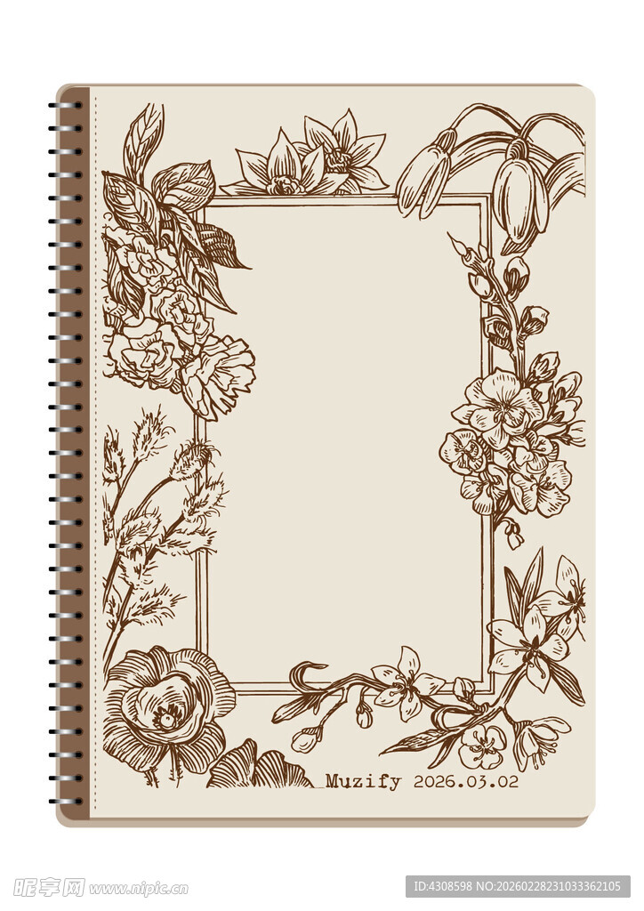 线圈本 复古植物边框