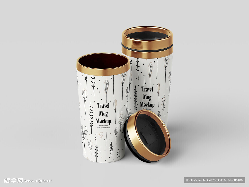 金色随身杯咖啡杯样机展示