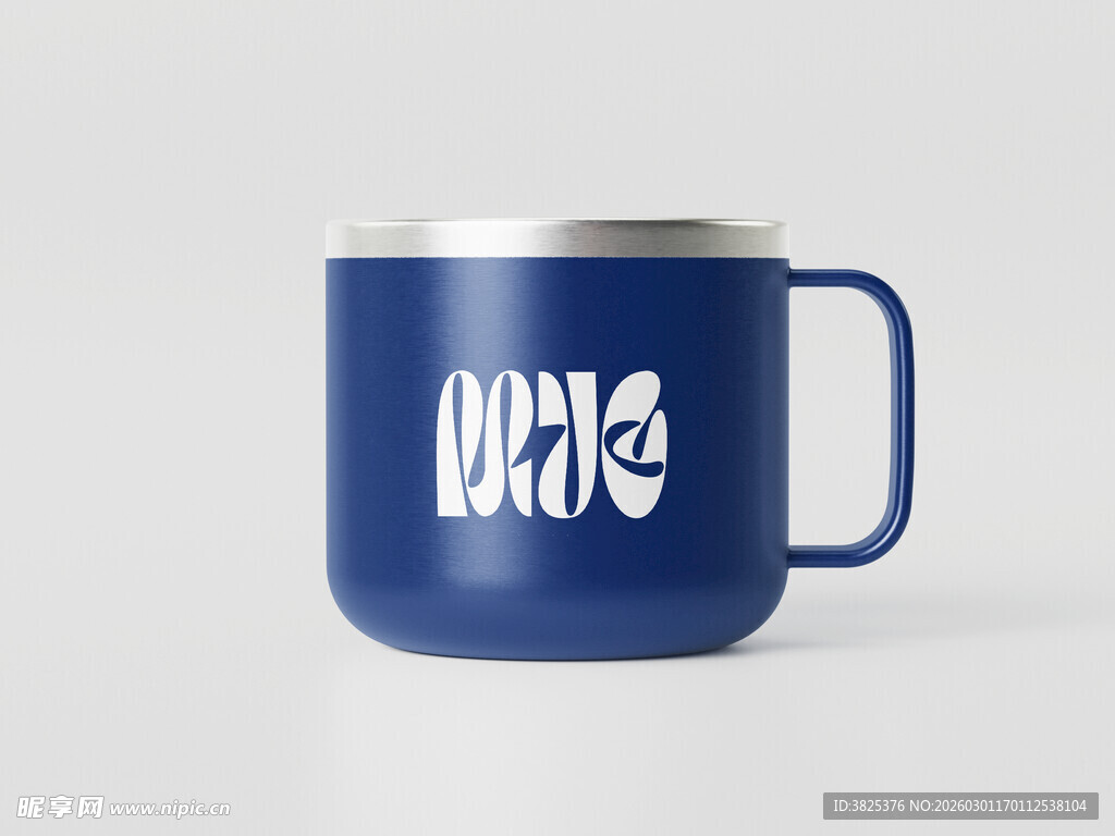 蓝色马克杯水杯样机展示