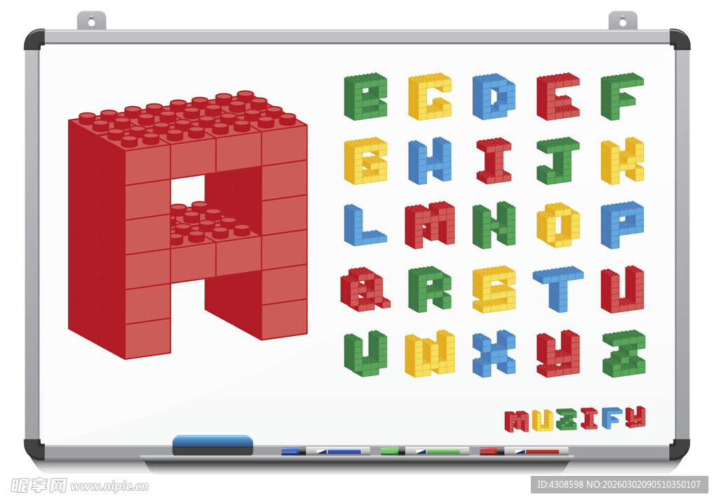 白板背景 乐高英文字母