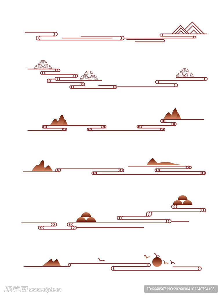 中式山水祥云花纹