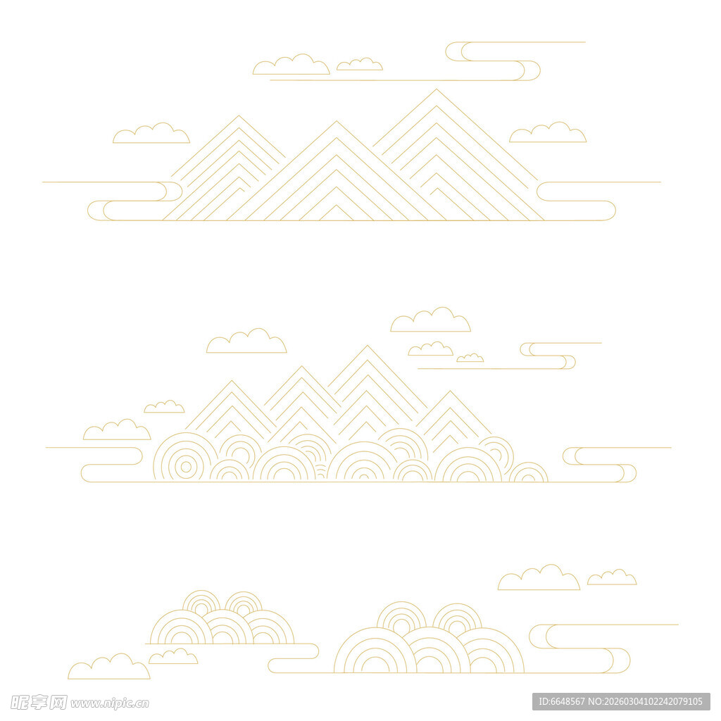 中式山水祥云花纹