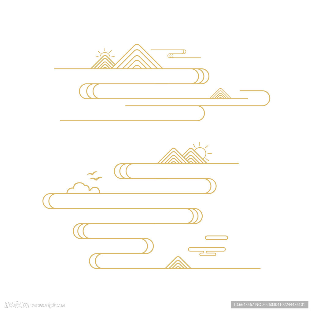 中式山水祥云花纹