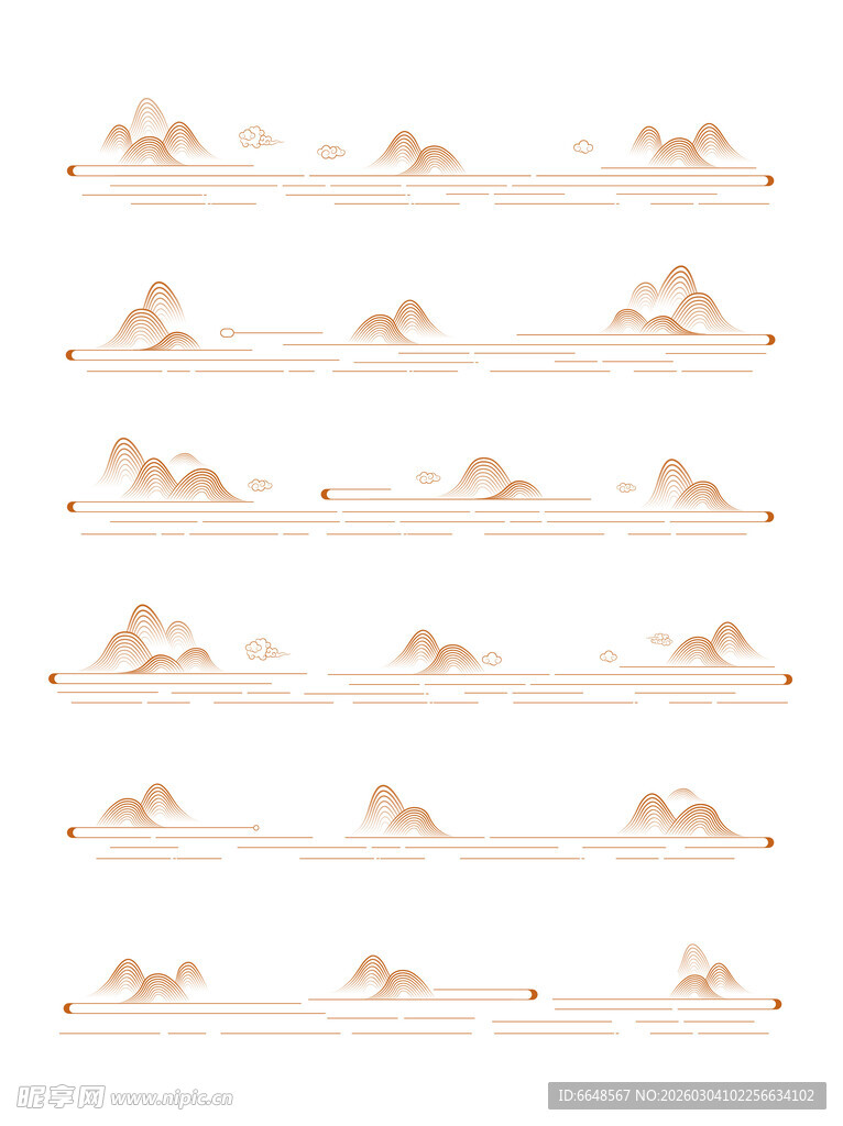 中式山水祥云花纹