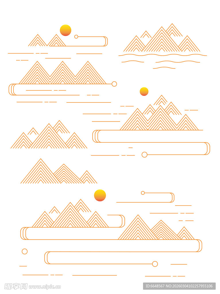 中式山水祥云花纹
