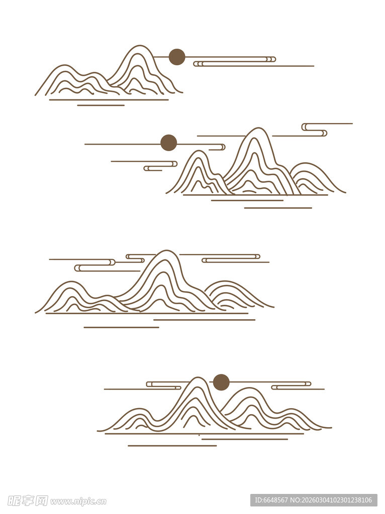 中式山水祥云花纹