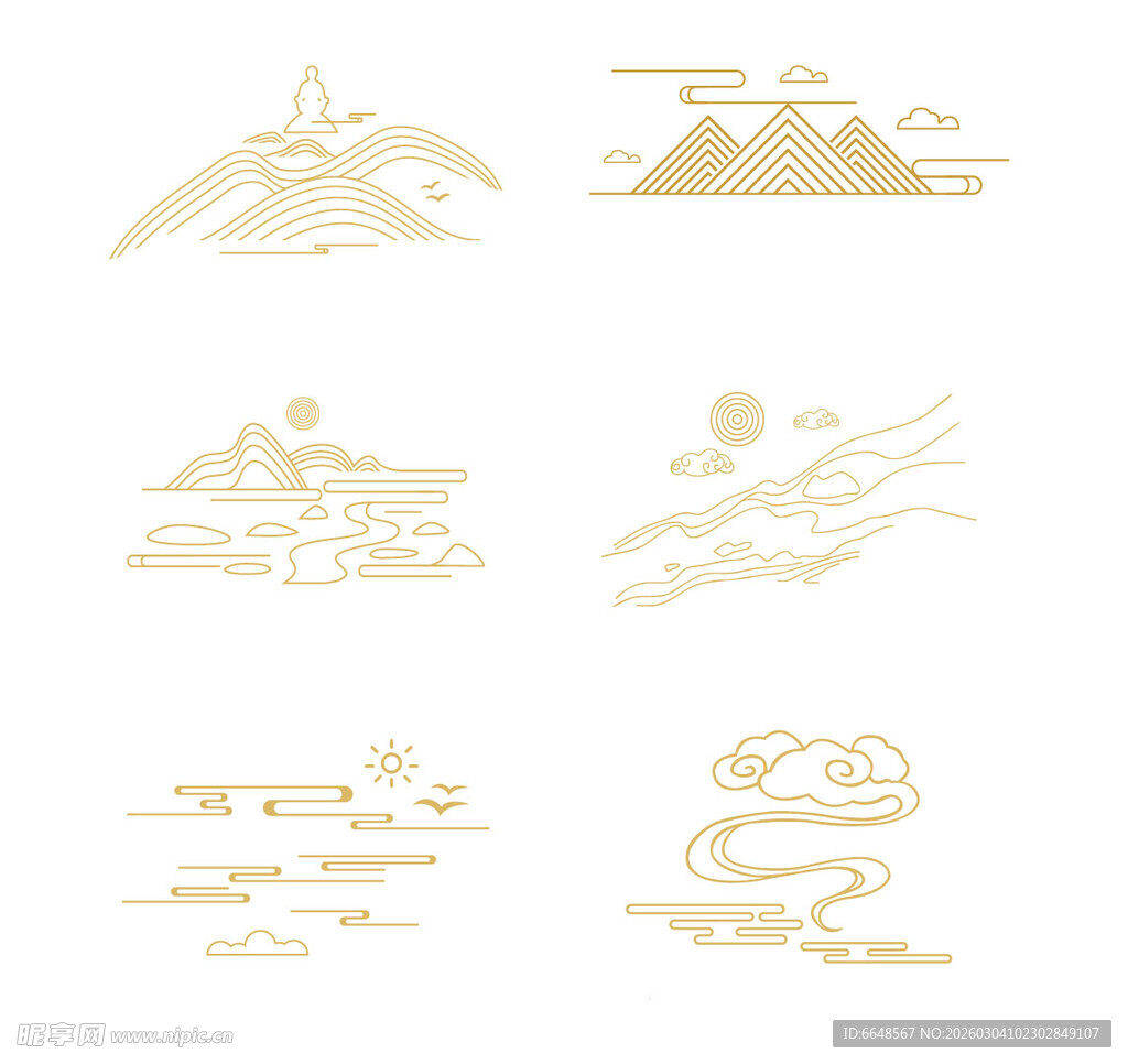 中式山水祥云花纹