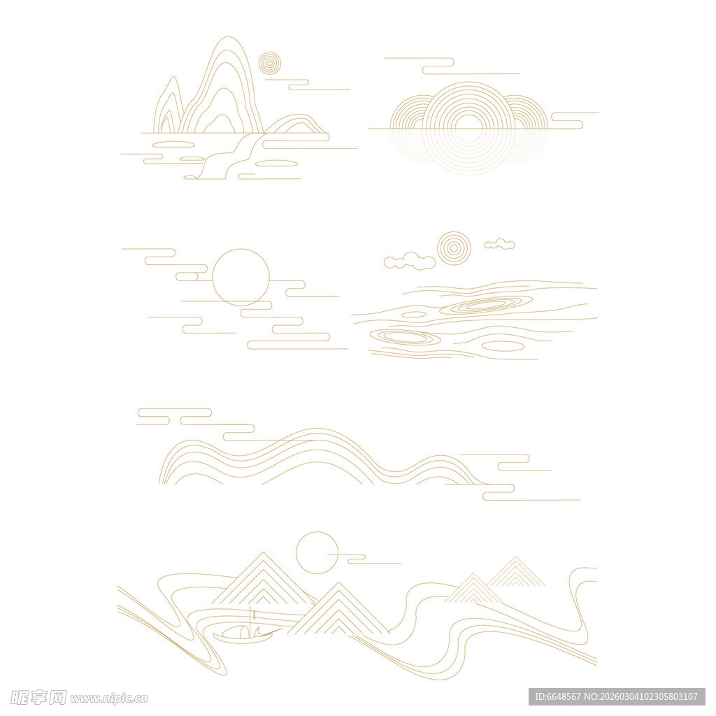 中式山水祥云花纹