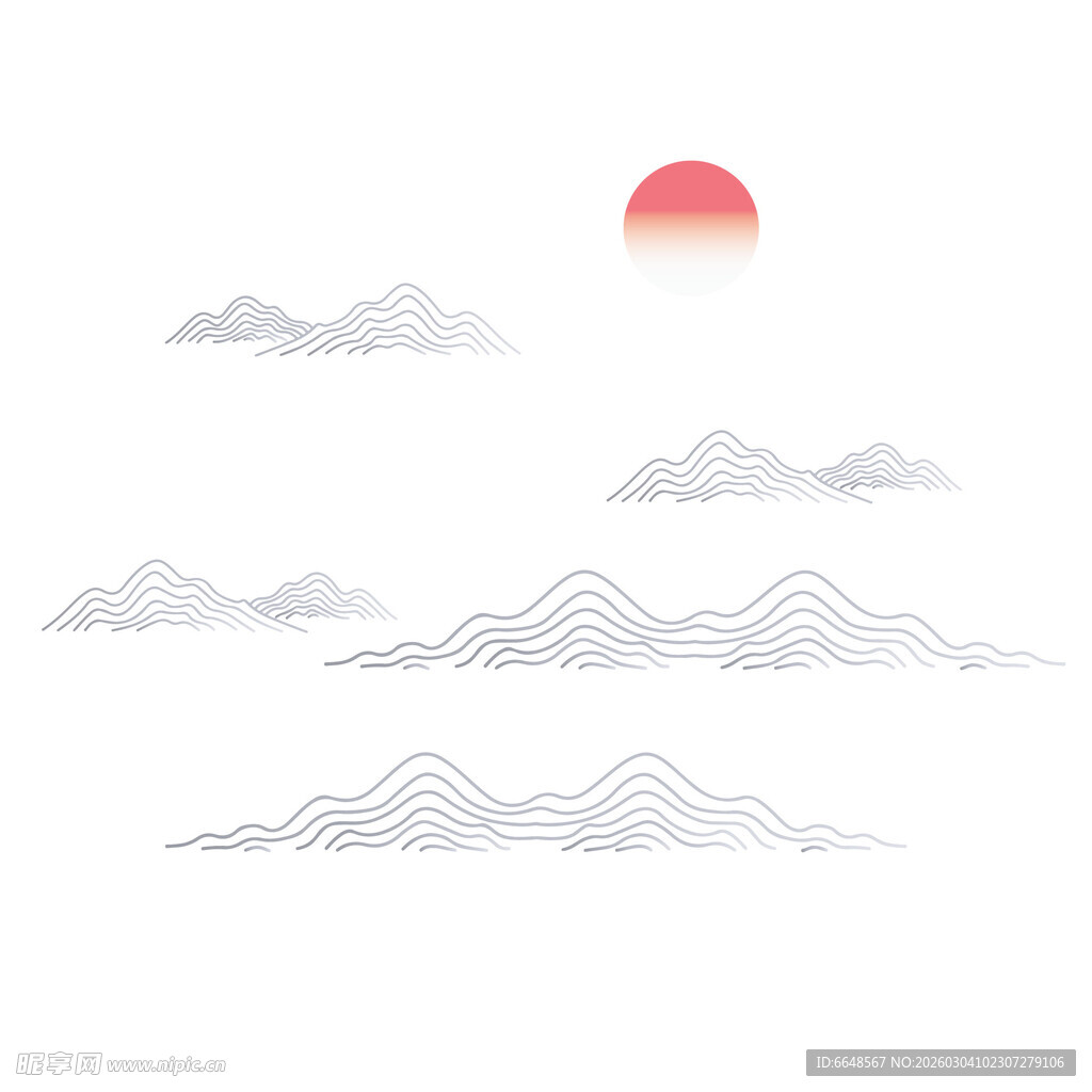 中式山水祥云花纹