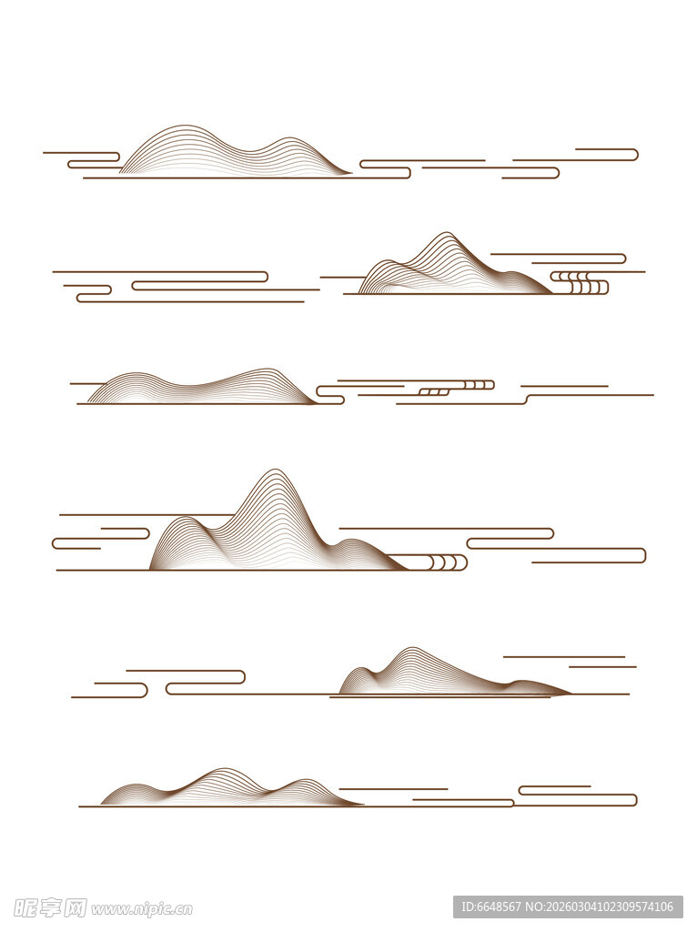 中式山水祥云花纹