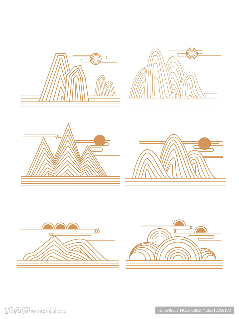 中式山水祥云花纹