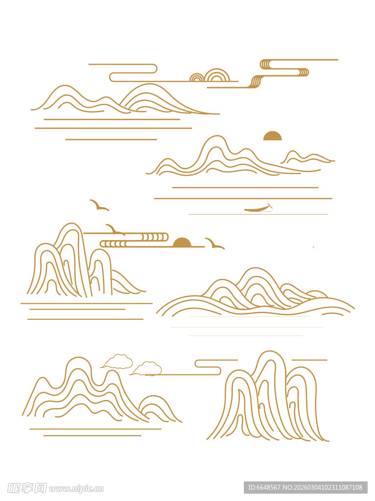 中式山水祥云花纹