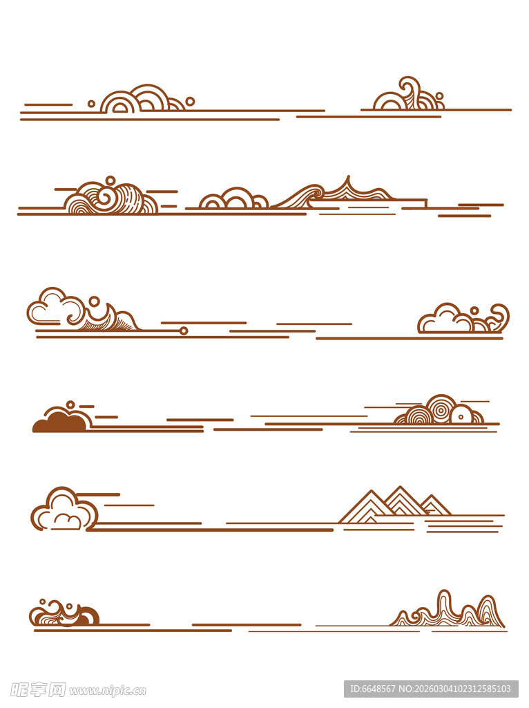 中式山水祥云花纹 