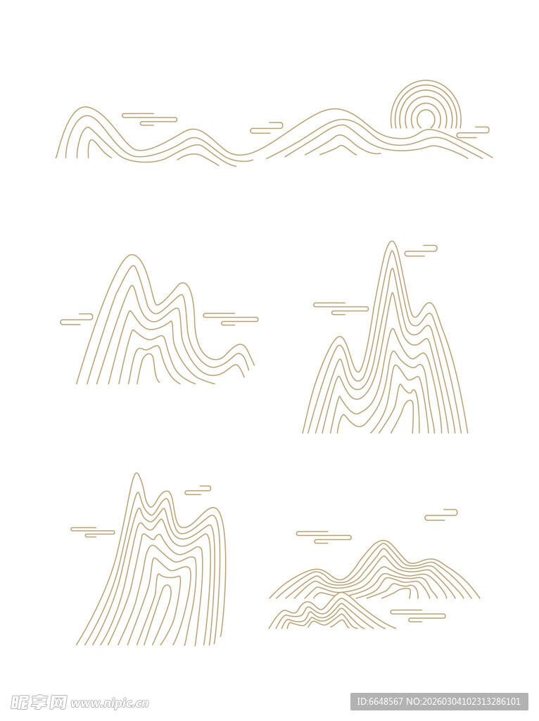 中式山水祥云花纹