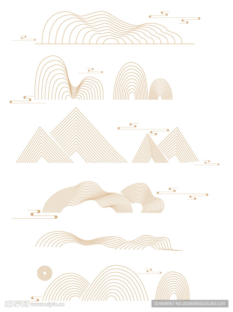 中式山水祥云花纹