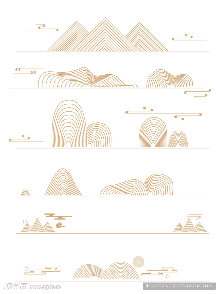 中式山水祥云花纹