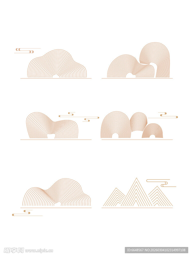 中式山水祥云花纹