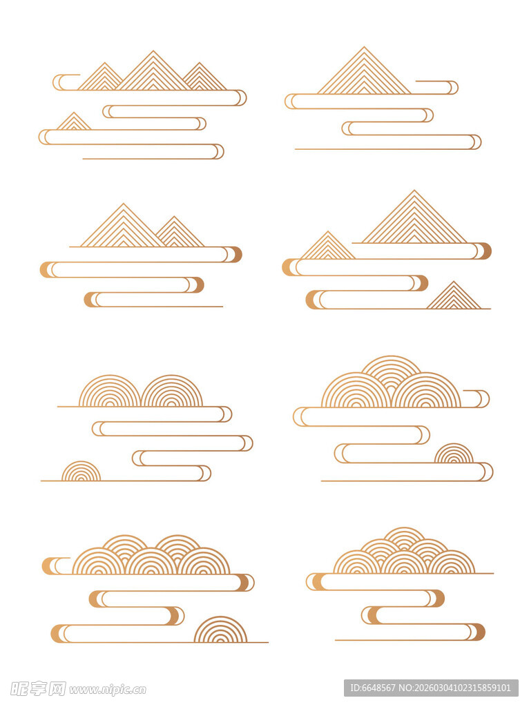 中式山水祥云花纹