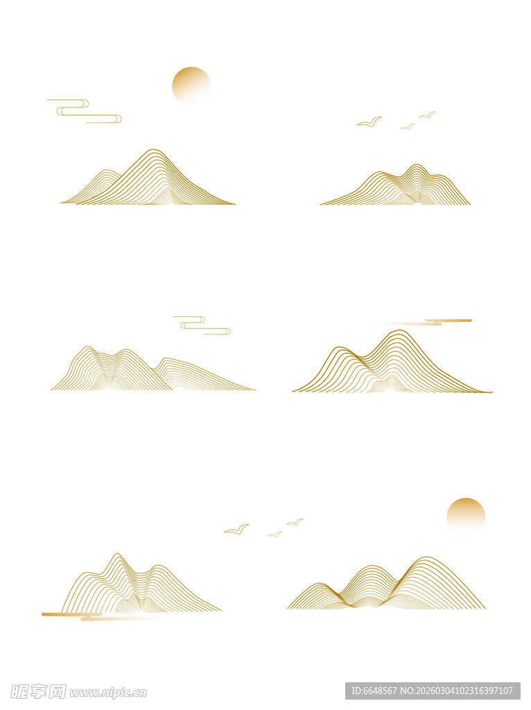 中式山水祥云花纹