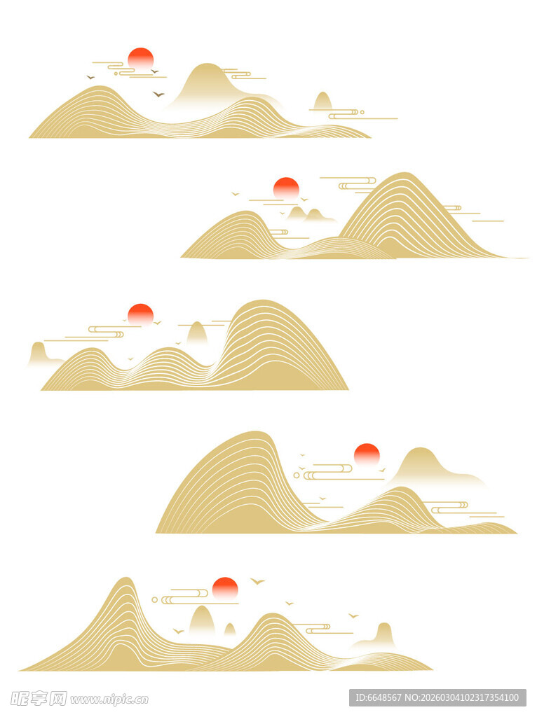 中式山水祥云花纹