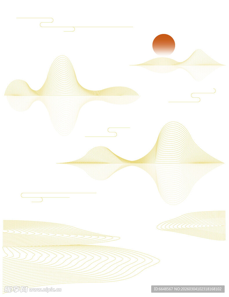 中式山水祥云花纹