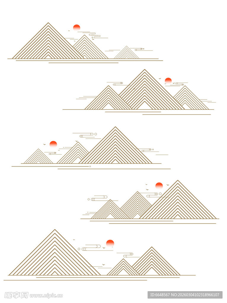 中式山水祥云花纹