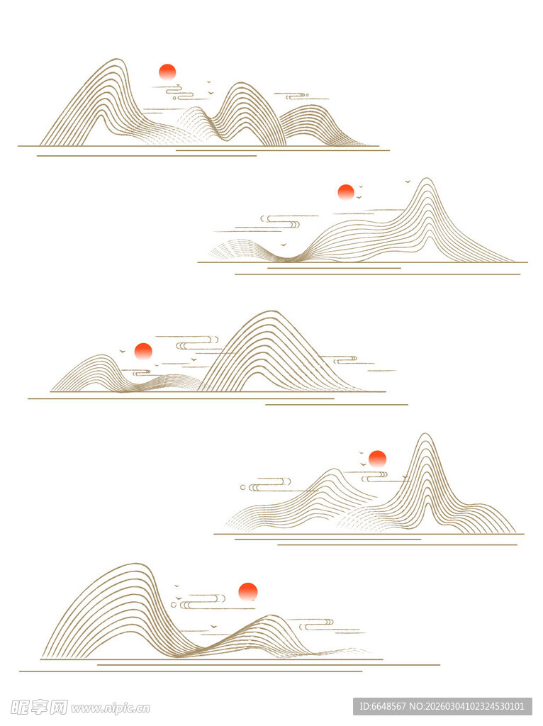 中式山水祥云花纹