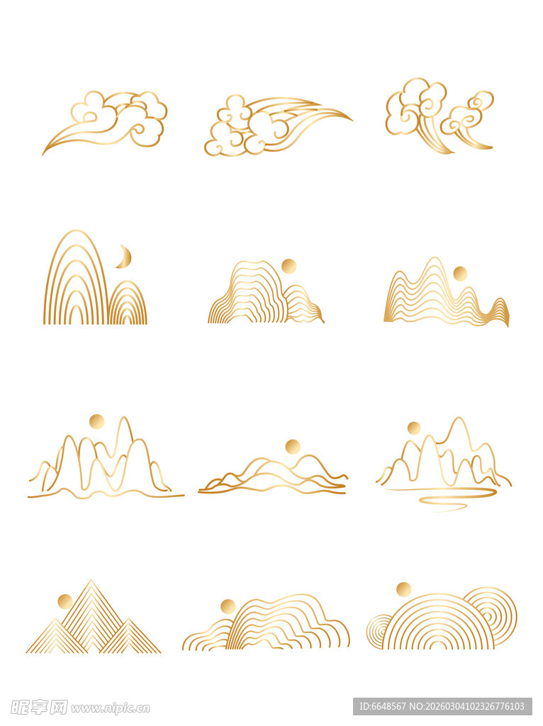 中式山水祥云花纹