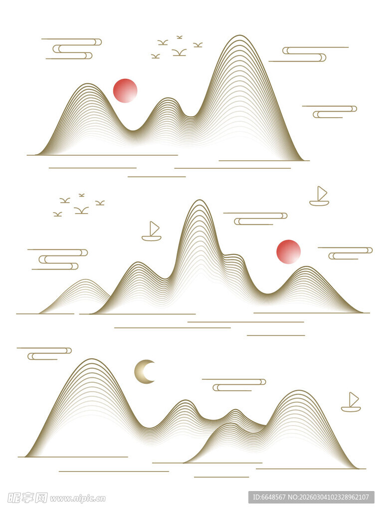 中式山水祥云花纹