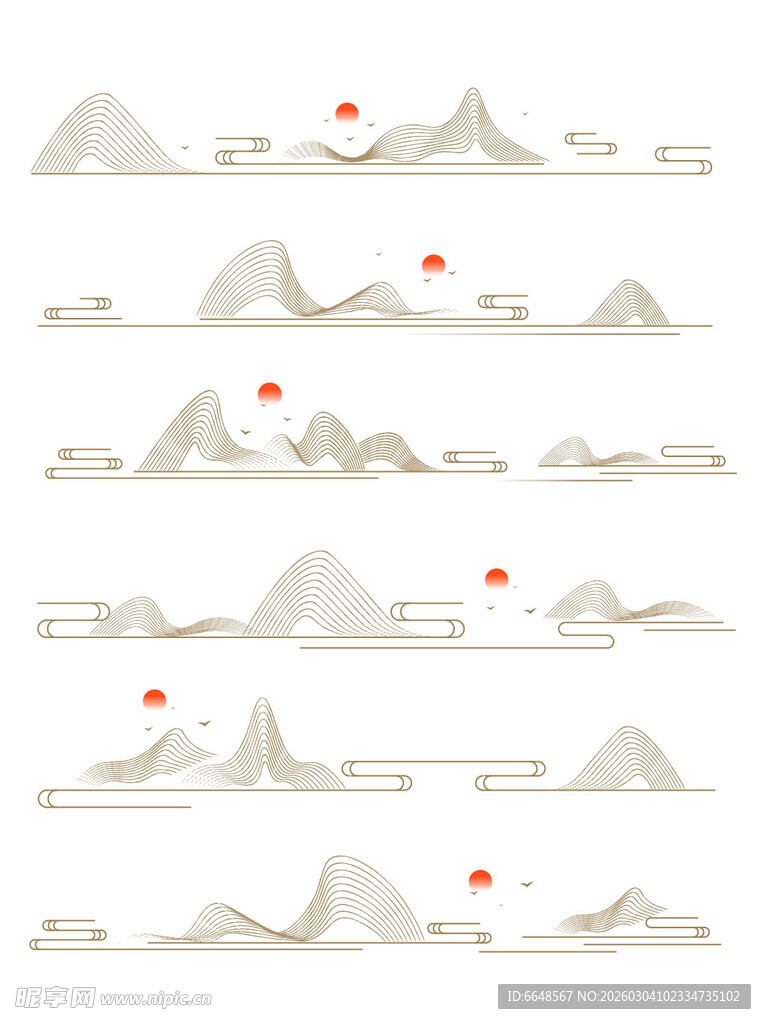 中式山水祥云花纹
