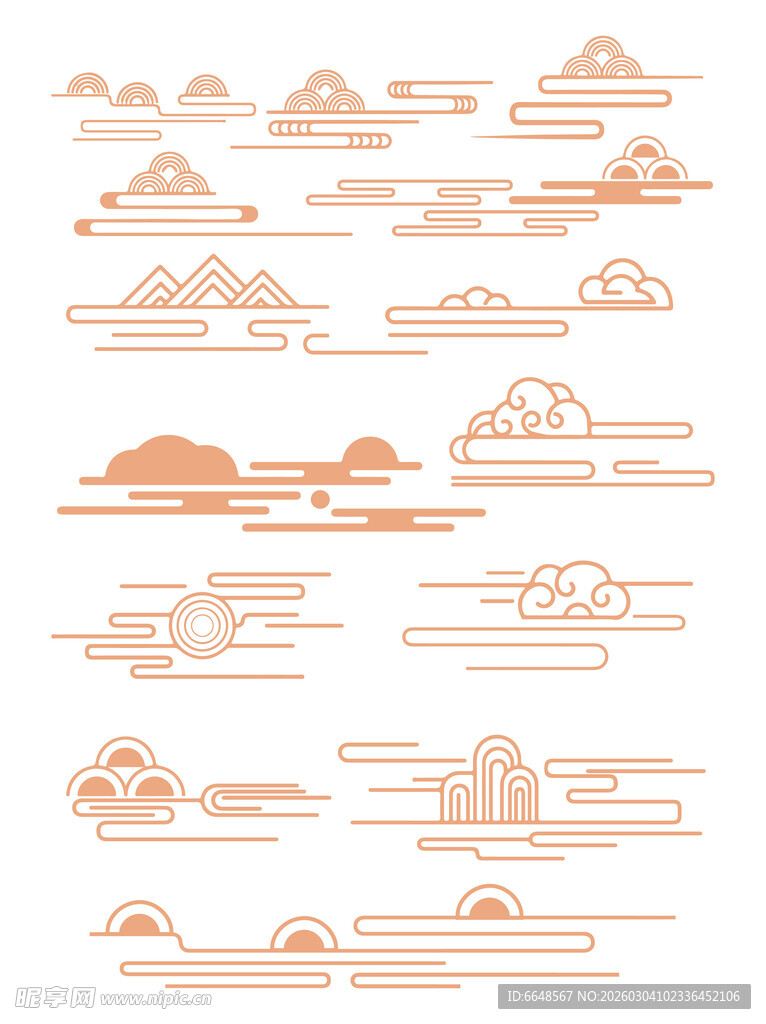 中式山水祥云花纹