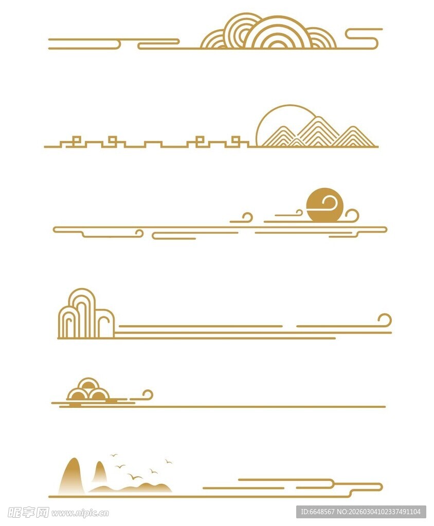 中式山水祥云花纹