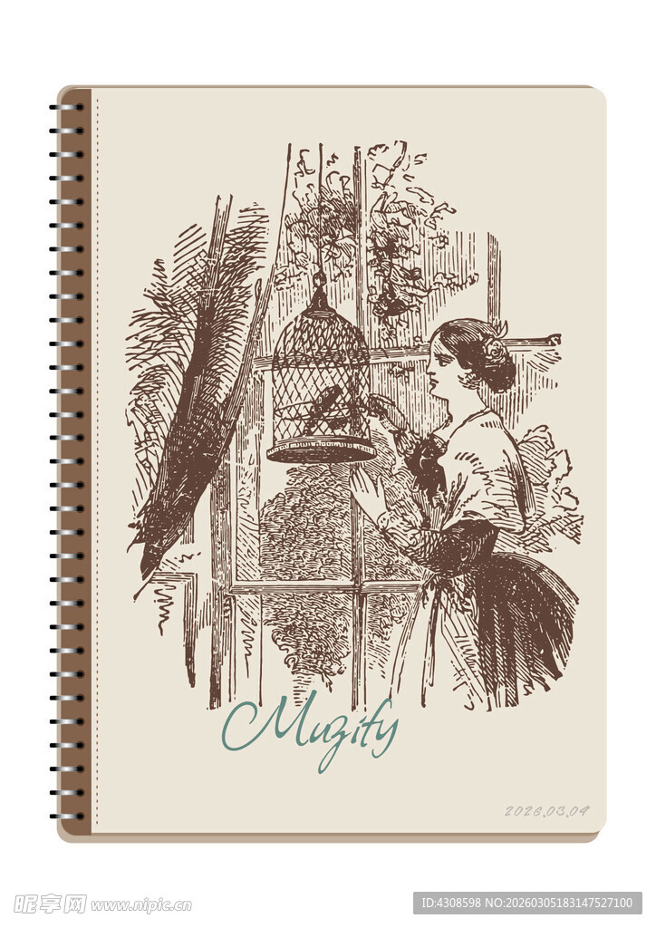 线圈本 逗鸟的女子